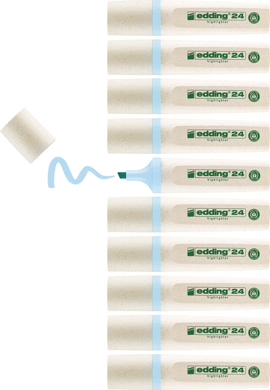 Edding 24 EcoLine Textmarker Pastellblau – Keilspitze, 2–5 mm, nachfüllbar, Blauer Engel