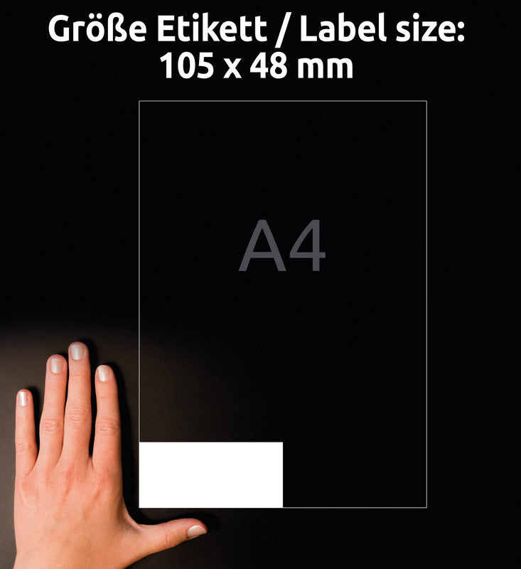 Avery Etiketten, 105 mm × 48 mm, weiss, Papier, permanent, 100 Blatt (1200 Etiketten)