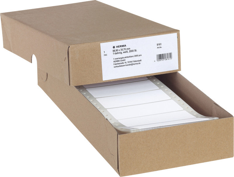 HERMA Endlos-Etiketten 88,9 × 35,7 mm – permanent haftend – Punktmatrix – 2'000 Stk. – querperforiert