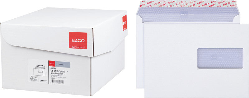 Elco Couvert C4, Fenster rechts, selbstklebend, hochweiss, 90 g/m², Spezial-Laserpapier – 250 Stk.