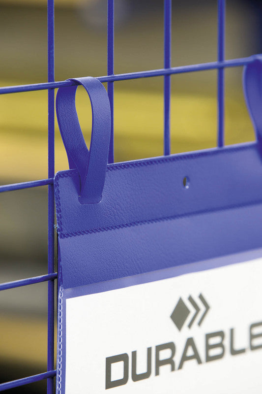 Durable Kennzeichnungstaschen – 297 × 210 mm, blau, wiederablösbar, für A4 hoch, 50er-Pack