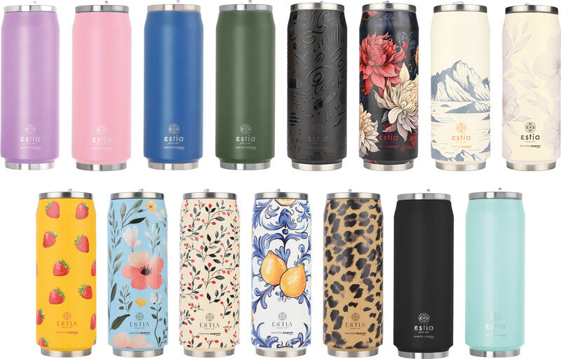 Estia Trinkdose – 5 dl – Edelstahl, isoliert, mit Strohhalm – Midnight Blossom