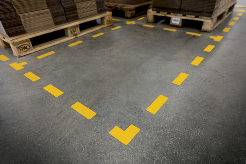 Durable Sicherheitskennzeichen (Bodenmarkierung) Strich – 50×150×0,7 mm, Kunststoff, Gelb, selbstklebend