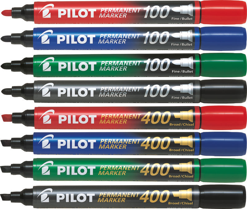 Pilot Permanent Marker – rot, blau, grün, schwarz, 4er Set