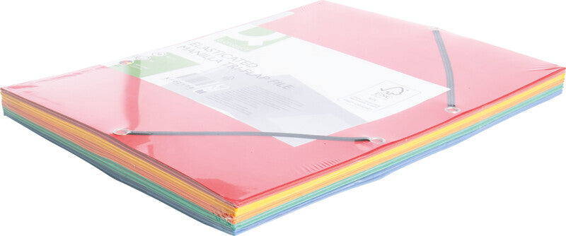 Q-CONNECT Sammelmappe für A4, Karton, farbig sortiert, mit Gummizug