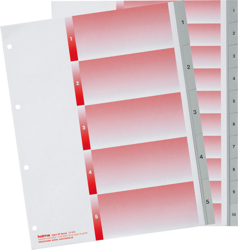 KolmaFlex Register – A4, PP, grau, vorgedruckt, mit Indexblatt, 4-fach gelocht