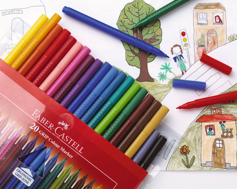Faber-Castell Fasermaler, Strichbreite 1 mm, auswaschbar, 20 Farben