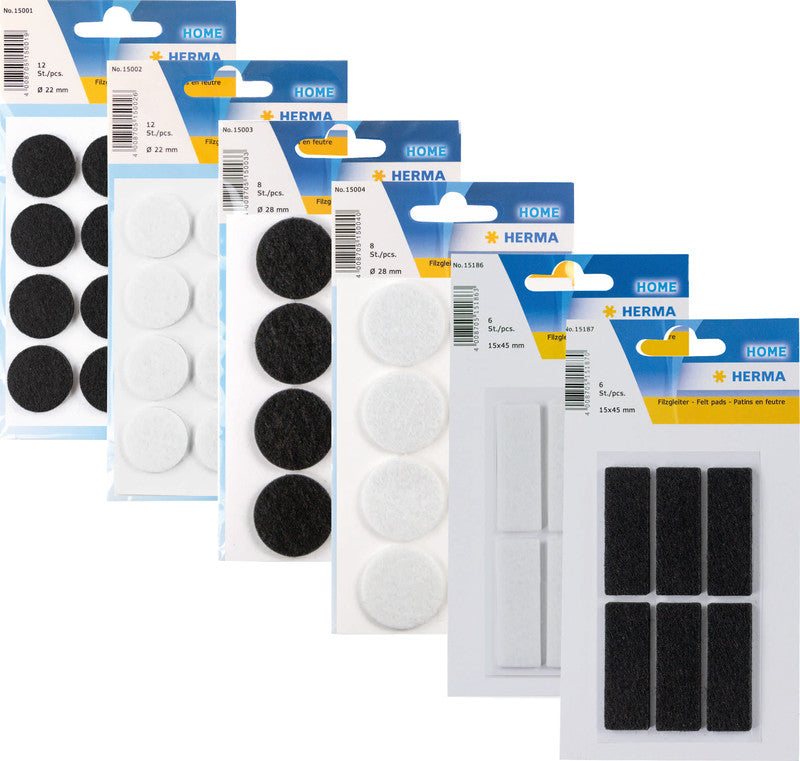 HERMA Filzgleiter – Filz, schwarz – 6er-Pack