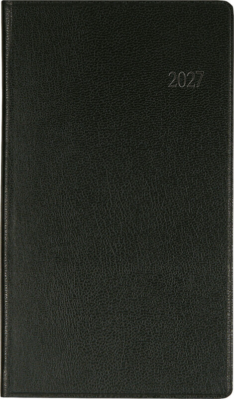 Biella Budget Agenda – 1 Woche/2 Seiten, gebunden, 8,7 × 15,3 cm, Jan–Dez, 2026, schwarz, FSC