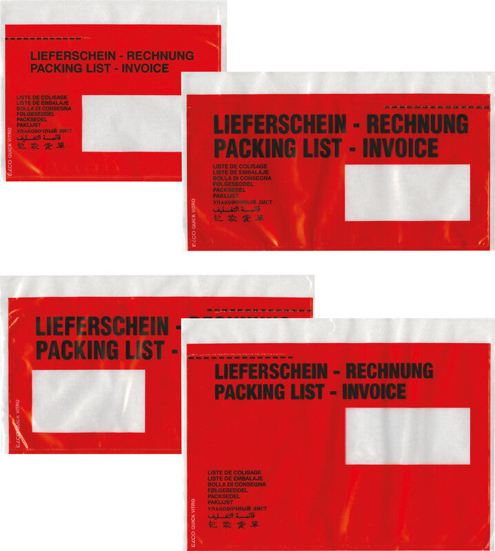 Elco Dokumententasche – C6/5 (229 × 114 mm), Fenster links, bedruckt, rot, selbstklebend – 250 Stück
