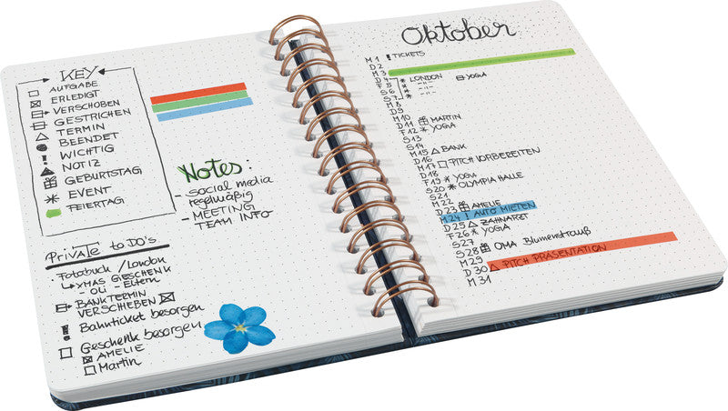 Sigel Notizbuch, 162 × 215 mm, punktkariert, Spiralbindung, 120 Seiten, perforiert, 100 g/m² – mehrfarbig