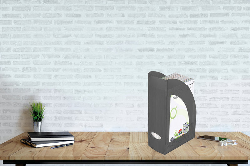 Q-Connect C4 Stehsammler – 80 mm, mit Griffloch, Grau, Kunststoff