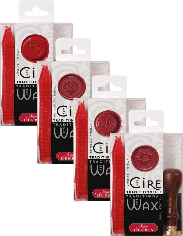 Herbin Siegelwachs-Set – Lilie – Ø 2,4 cm – 5-teilig – Wachs, Rot