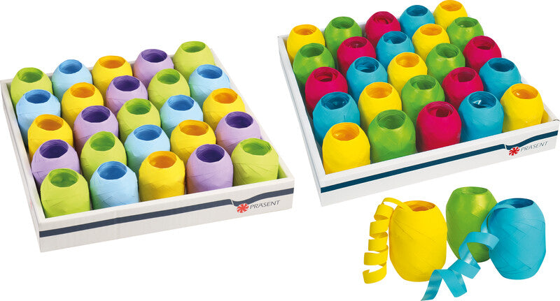 Präsent Geschenkband – Eiknäuel – Opak – 10 mm × 20 m – Kunststoff, sortiert