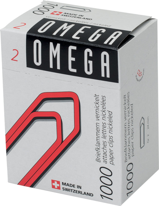 Omega Büroklammern 24 mm – vernickelt, silber – 1'000 Stk.