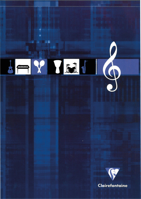 Clairefontaine Musiknotenblock, Leimbindung, Karton, 50 Blatt, 90 g/m² – sortiert (rot, grün, dunkelblau)