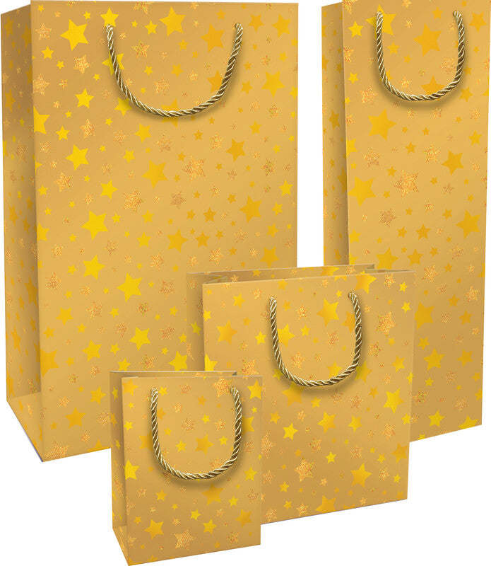 Braun + company Tragetasche – Shimmering Stars – gedrehte Kordel – 260 × 360 × 130 mm