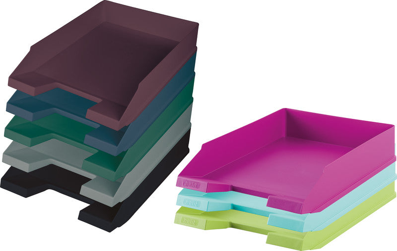 Helit Briefkorb – mit Griffausschnitt, mit Beschriftungsfeld, matt, schwarz, B 255 × H 67 × T 345 mm
