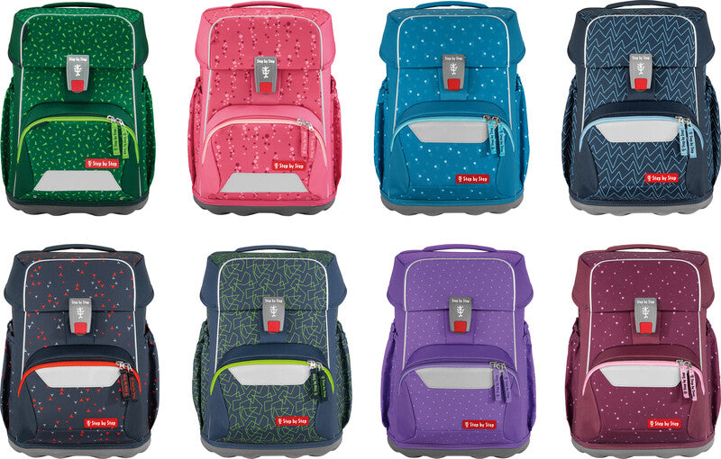 Step by Step Schulrucksack-Set Basis – 4-teilig – Anthrazit Triangles – aus 100% recyceltem PET