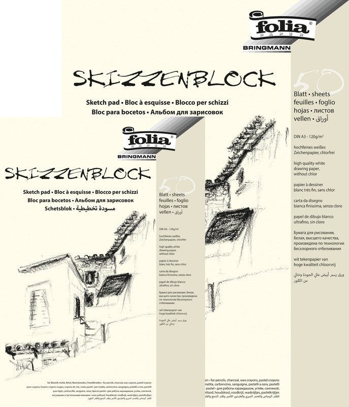 Folia Skizzenbuch, A4, 120 g/m², 50 Blatt, weiss
