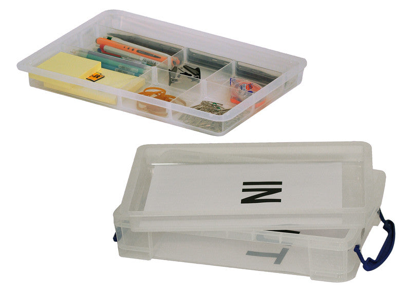 Really Useful Boxes Einsatz für Ordnungsboxen, 375 × 310 × 90 mm, Kunststoff (PP), transparent, 6 Fächer