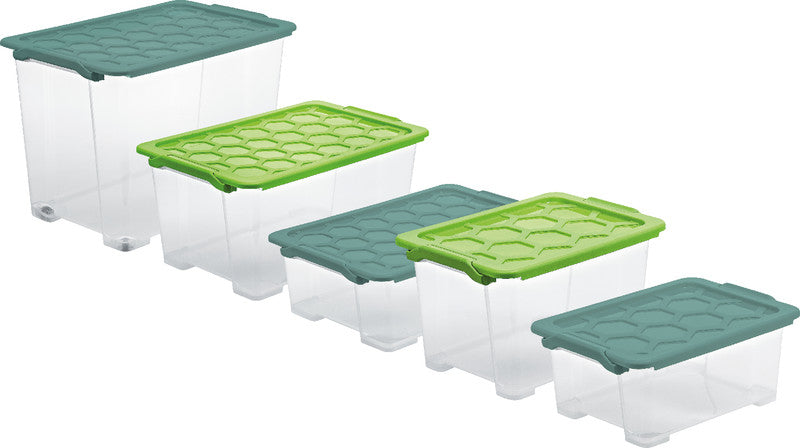 Rotho Aufbewahrungsbox Evo Safe – Kunststoff, Transparent, 59 × 18,5 × 39,5 cm
