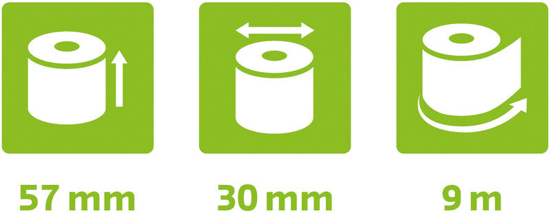 Exacompta Thermorolle 57 × 30 × 12 mm, 9 m, 52 g/m², phenolfrei, weiss