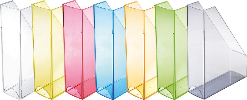 Helit the tower Economy Stehsammler A4/C4 – mit Griffloch, 85 × 322 × 240 mm, grau transparent