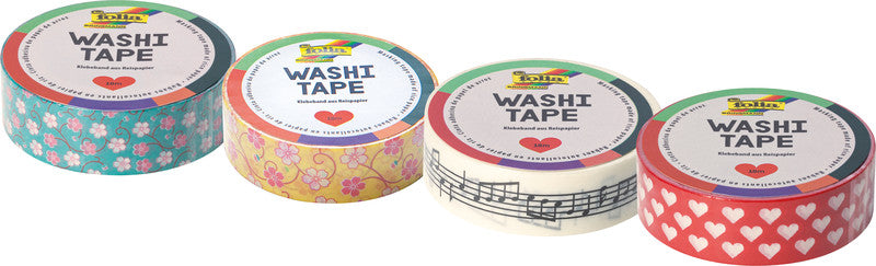 Folia Washi Tape – wiederablösbar, beschriftbar, Papier, 15 mm × 10 m, grüne Blütenranke