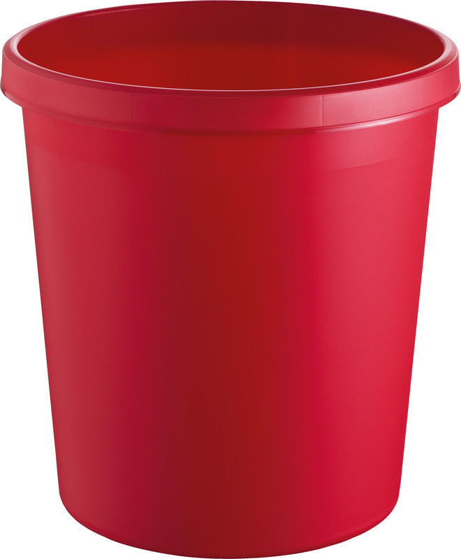 Helit Abfalleimer the german – 18 l – Kunststoff, rot – Ø 315 × H 331 mm