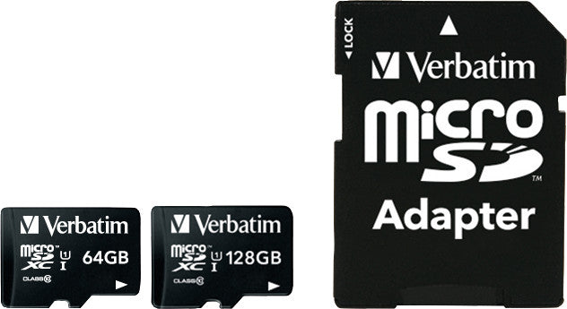 Verbatim Micro-SDXC-Karte – 128 GB, microSDXC, Klasse 10 (bis 90/10 MB/s, inkl. SD-Adapter)