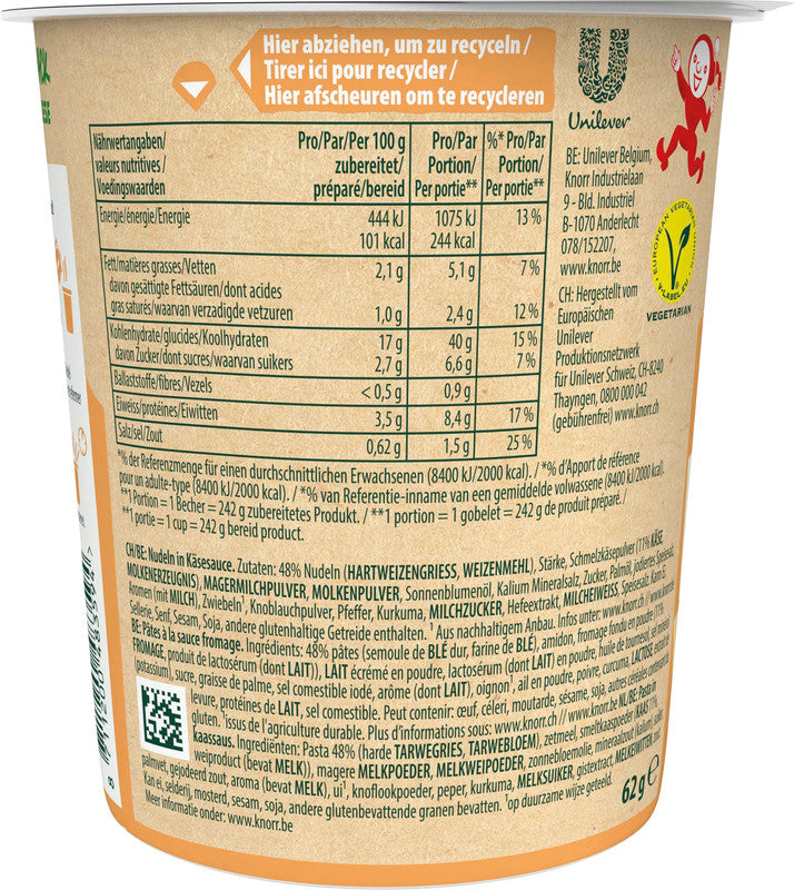 Knorr Pasta Snack – Mac & Cheese – 62 g