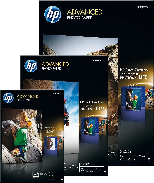 HP Advanced Fotopapier – hochglänzend, A4, 250 g/m², 25 Blatt – für Inkjet-Drucker