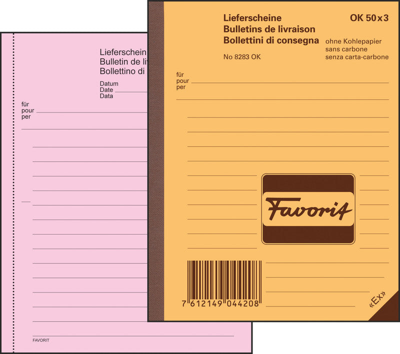 Favorit Formularblock – Mehrsprachig, 50 Blatt, A5