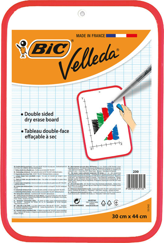 BIC Whiteboard – 30 × 44 cm, Kunststoffrahmen, rot, beidseitig