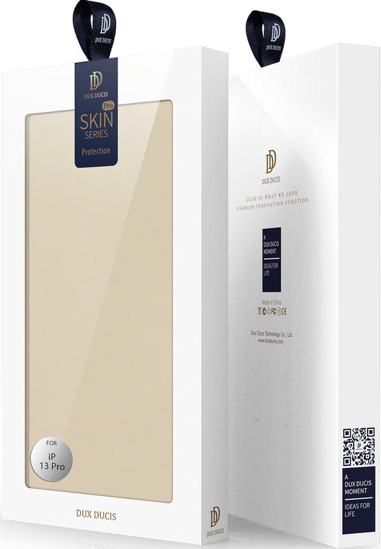 Dux Ducis Booklet-Hülle – für Apple iPhone 13 Pro – gold – Kunstleder – mit Kartenfach, Magnetverschluss