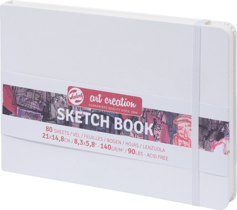 Talens Art Creation – Skizzenbuch, A5 quer, 140 g/m², 160 Seiten, weiss, mit Gummiband, säurefrei