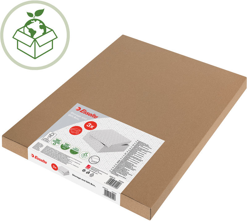 Esselte Archivschachtel A5 – mit Deckel, 200 × 150 × 255 mm, weiss, Karton, 3er Pack