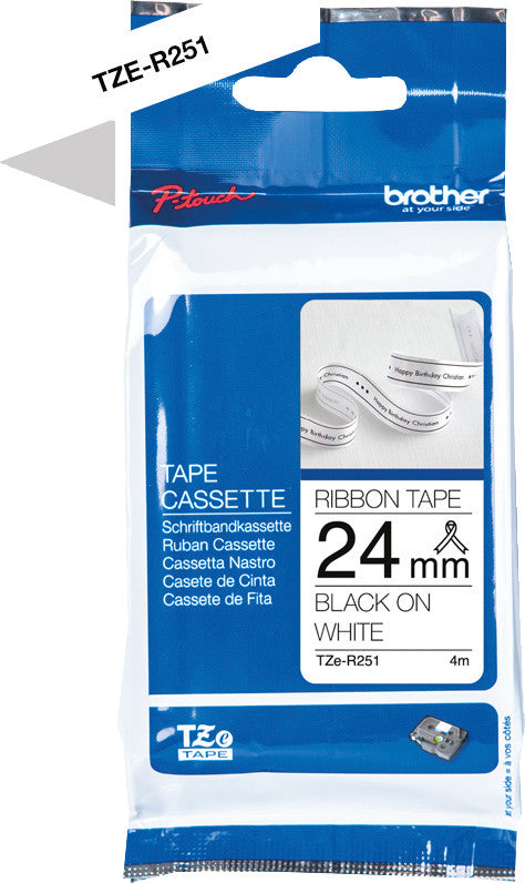 Brother Textilband – 24 mm × 4 m, weiss, schwarz, TZe