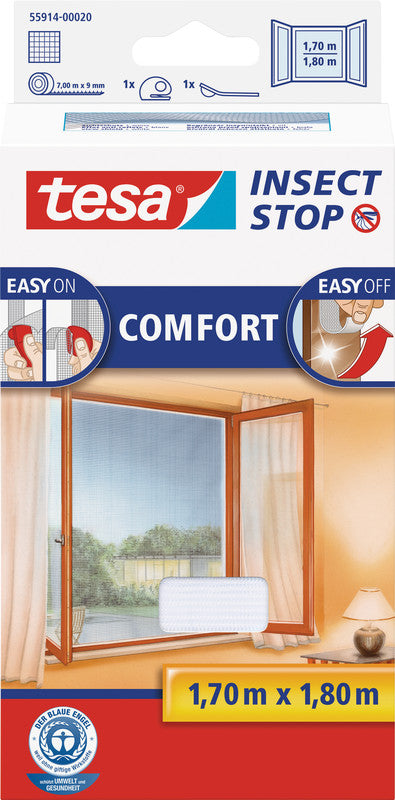 tesa Fliegengitter – für Fenster – 170 × 180 cm – weiss