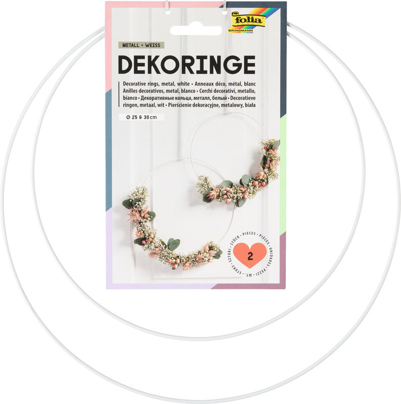 Folia Deko-Ring – weiss – Ø 250 + 300 mm, 2 Stück – Metall