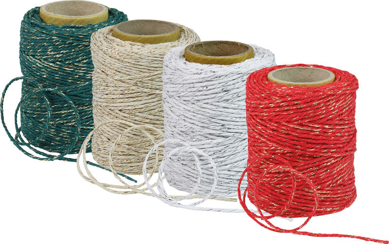 Präsent Baumwollkordel – 2 mm × 50 m, rot/gold