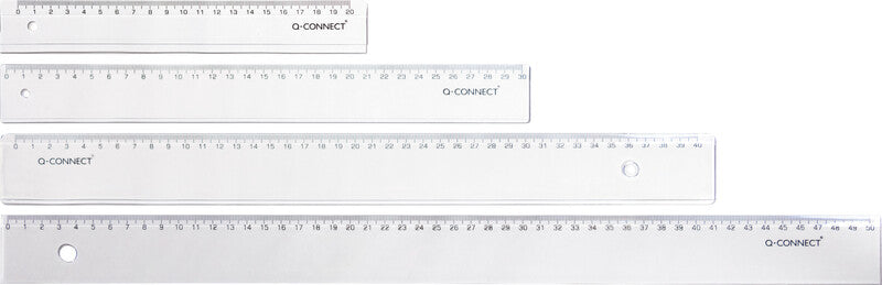 Q-connect Wandtafel-Lineal 50 cm – Kunststoff, transparent, mit Tuschekante