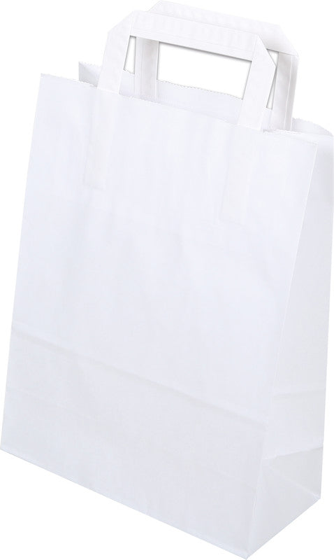 Elco Papiertragetasche mit Flachhenkel – 22 × 29 × 10 cm – Kraftpapier, 80 g/m² – Weiss – 50 Stk.