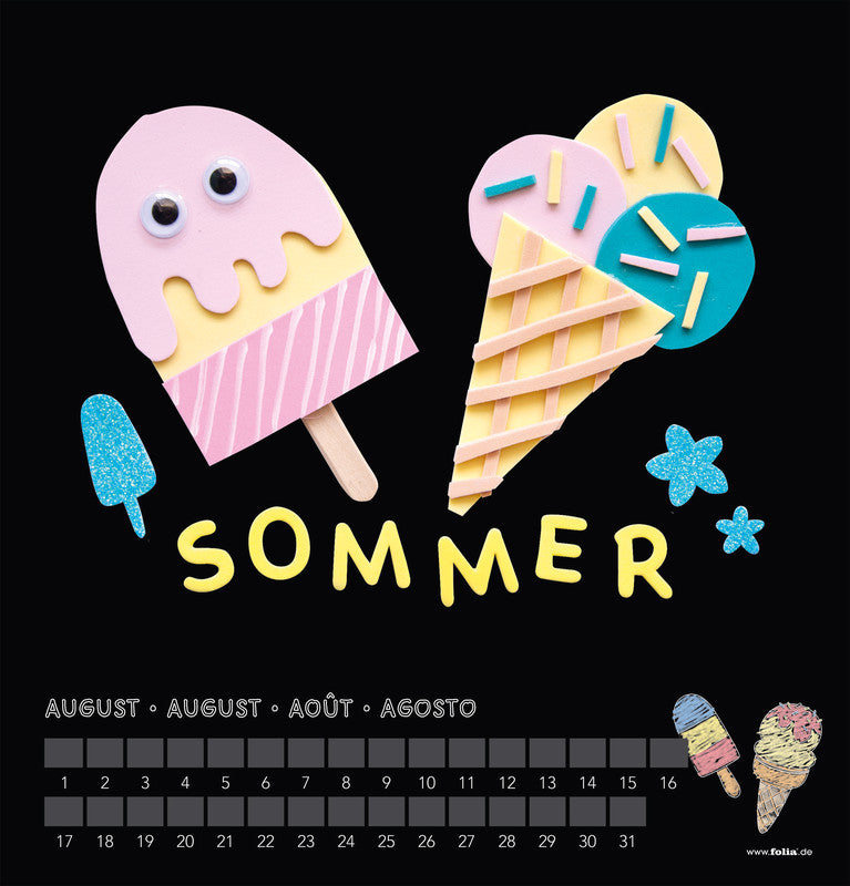 Folia Bastel-Dauerkalender immerwährend – 23 × 24 cm – mit Tagesfeldern, mit Aufhänger