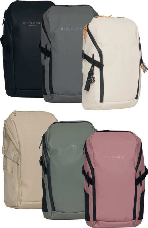 Beckmann Notebook-Rucksack Street Go – wasserabweisend, mit USB, rPET-Polyester – Braun, 300 × 470 × 200 mm