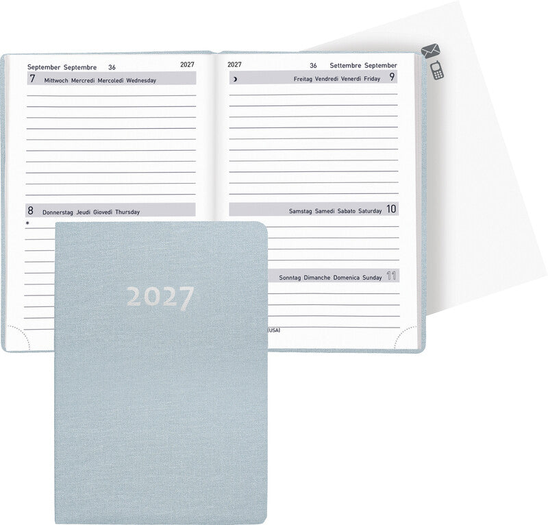 Biella Tell Agenda – 2 Tage pro Seite, gebunden, 8,5 × 12,5 cm, 2027