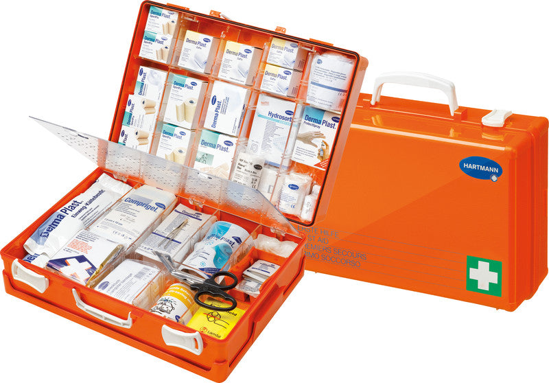 Hartmann Vario Notfallkoffer 3 – für mittelgrosse Betriebe – gefüllt – orange, Kunststoff – 420 × 330 × 150 mm