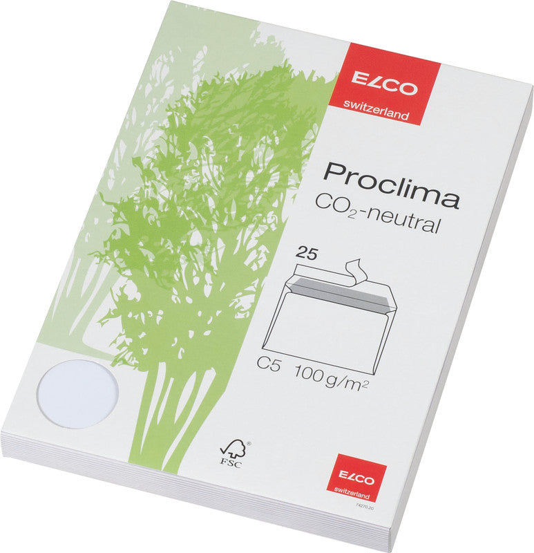 Elco Couvert C5, ohne Fenster, selbstklebend, weiss, 100 g/m², mit Innendruck – 25 Stk.