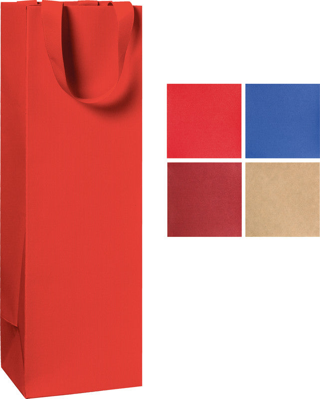 Stewo Flaschentüte – Dunkelrot, Papier – Strukturprägung – 110 × 360 × 105 mm